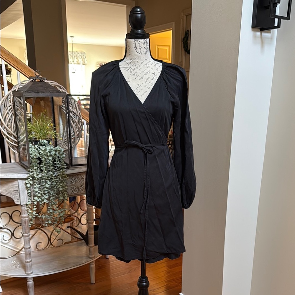 EUC J Crew Black Wrap Dress in Size Small